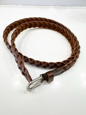 Genuine Leather Brown Braided Belt - Made in India  Large
